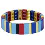 Allzedream Enamel Bracelets Stretch Bangle Colorful Tile Beads Elastic Stackable Colorblock Bracelet