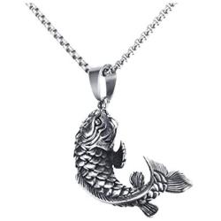 PAMTIER Unisex Vintage Lucky Sign Chinese Koi Carp Amulet Pendant Necklace