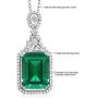 Gem Stone King Sterling Silver Green Simulated Emerald Pendant Necklace 7.10 cttw Emerald Cut 14X10MM with 18 Inch Silver Chain