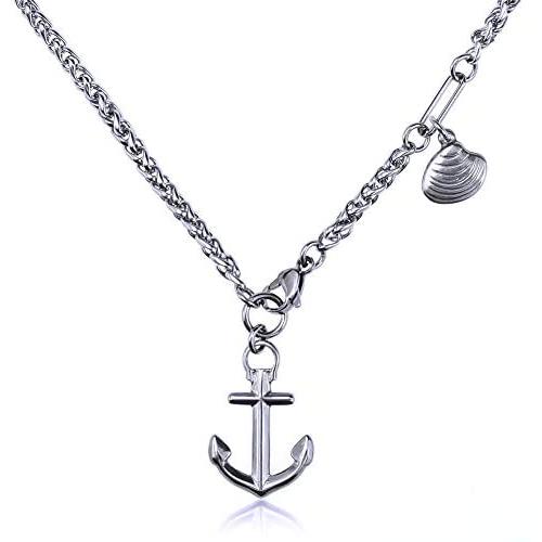 4mm width stainless steel men women anchor pendant necklace jewelry