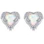 CiNily Angel Wing Earrings for Women-White Opal Heart Stud Earrings Cubic Zirconia Opal Jewelry Gifts for Ladies Mom Girls