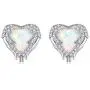 CiNily Angel Wing Earrings for Women-White Opal Heart Stud Earrings Cubic Zirconia Opal Jewelry Gifts for Ladies Mom Girls