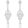 EVER FAITH Womens Crystal Simulated Pearl Bridal Vintage Chandelier Teardrop Earrings Clear Silver-Tone