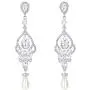 EVER FAITH Womens Crystal Simulated Pearl Bridal Vintage Chandelier Teardrop Earrings Clear Silver-Tone EVER FAITH Womens Crystal Simulated Pearl Bridal Vintage Chandelier Teardrop Earrings Clear Silver-Tone