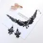Finrezio Black Lace Necklace Bracelet and Pendant Earrings Set for Women Halloween Steampunk Wedding Party Mascarade Costume Jewelry Sets Finrezio Black Lace Necklace Bracelet and Pendant Earrings Set for Women Halloween Steampunk Wedding Party Mascarade Costume Jewelry Sets