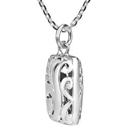 3D Filigree Swirls Square .925 Sterling Silver Pendant Necklace