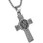 AsAlways Stainless Steel Freemason Symbol Masonic Eternal Celtic Cross Irish Knot Pendant Necklace, 22+2''Link Chain,