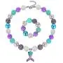 Mermaid Pendant Necklace Bubblegum Toddler Sparkly Bead Necklace & Bracelet Jewelry Set for Kids First Birthday Gifts