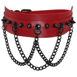 JJDreams Goth Vintage Rivet Choker Chain Punk Faux Leather Adjustable Necklace Collar for Women Men