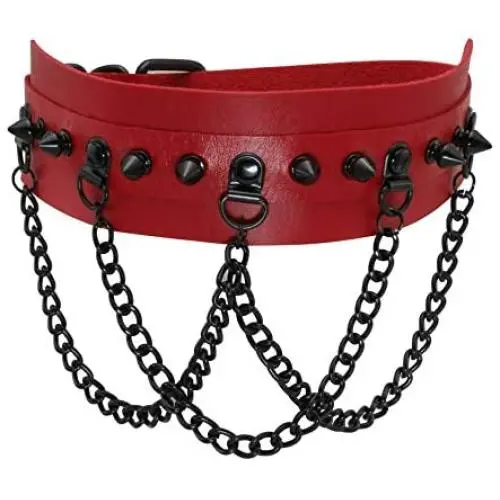 JJDreams Goth Vintage Rivet Choker Chain Punk Faux Leather Adjustable Necklace Collar for Women Men JJDreams Goth Vintage Rivet Choker Chain Punk Faux Leather Adjustable Necklace Collar for Women Men