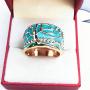 N-A Lucky Flower Tree Rings Gold Pink Opal Green Enamel Wide Ring for Woman Party Crystal Vintage Jewelry