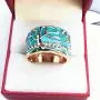 N-A Lucky Flower Tree Rings Gold Pink Opal Green Enamel Wide Ring for Woman Party Crystal Vintage Jewelry N-A Lucky Flower Tree Rings Gold Pink Opal Green Enamel Wide Ring for Woman Party Crystal Vintage Jewelry