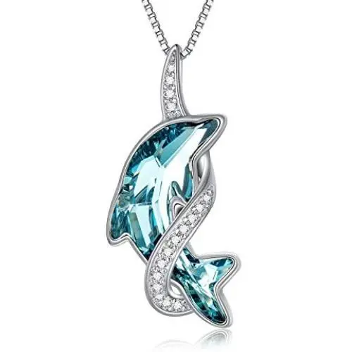 TOUPOP Dolphin Gifts 925 Sterling Silver Dolphin Pendant Necklace with Blue Crystal Dolphin Jewelry Gifts for Mom Women Teen Girls Birthday Mothers Day TOUPOP Dolphin Gifts 925 Sterling Silver Dolphin Pendant Necklace with Blue Crystal Dolphin Jewelry Gifts for Mom Women Teen Girls Birthday Mothers Day
