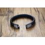 VNOX Blue Braided Leather Medical Symbol Caduceus with Magnetic Clasp Cuff Wristband Bracelet,7.4/8.0/9.0''