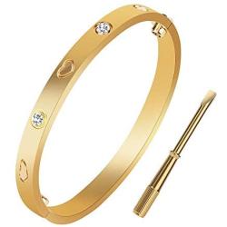 XYZONE Love Bracelet Titanium Stainless Steel Bangle Screw Bracelet with Screwdriver-Screw Bracelets for Valentines Wedding Couples Bracelets Girls Adults Girlfriend Birthday Gifts