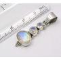 SilverStarJewel Faceted Rainbow Moonstone 3 Stone Pendant 1.4'' 925 Sterling Silver