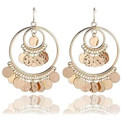 YANCHUN Gypsy Chandelier Coin Dangle Earrings Vintage Disc Ethnic Drop Earring for Women YANCHUN Gypsy Chandelier Coin Dangle Earrings Vintage Disc Ethnic Drop Earring for Women