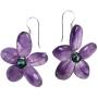 Cultured Freshwater Purple Pearls (Dyed) and Purple Quartz Flower Necklace-Earrings Jewelry Set