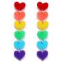 coadipress Heart Rainbow Chain Stud Earrings for Women Girls Cool Weird Lightweight Resin Acrylic Personality Dangle Drop Earrings Jewelry