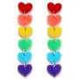 coadipress Heart Rainbow Chain Stud Earrings for Women Girls Cool Weird Lightweight Resin Acrylic Personality Dangle Drop Earrings Jewelry