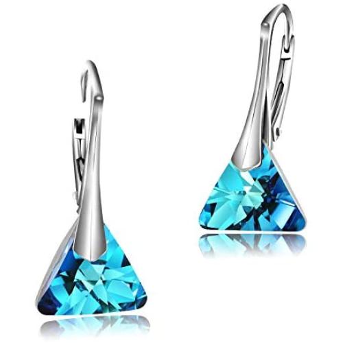 Chic Bijoux Drop and Dangle Earrings for Women with Leverback - Made with 925 Sterling Silver and Swarovski Crystals - Hypoallergenic, Gift for Mom