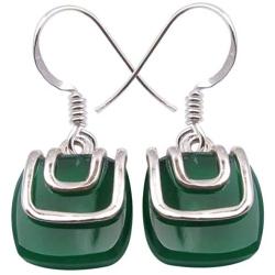 SilverStarJewel Square Green Onyx tcw 7.5 Earrings 1.1'' Sterling Silver Stone Gift