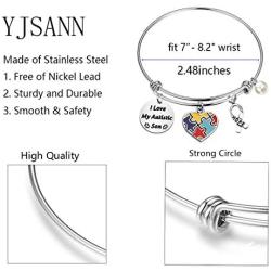 WSNANG Autism Awareness Jewelry for Family Autism Aunt/Daughter/Mother/Grandmother Autism Heart Charm Autism Support Gifts Autism Aunt Grandma Gift