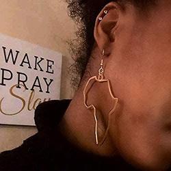 Map of Africa Earrings for Women Girl Ethiopian Nigeria Gold Color Jewelry African Maps Gifts