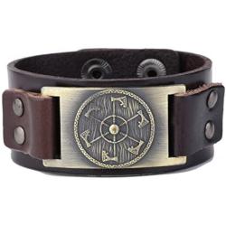 My Shape Talisman Cuff Wristband Adjustable Perun of Slavic Cross Axe Mens Leather Bracelets Jewelry