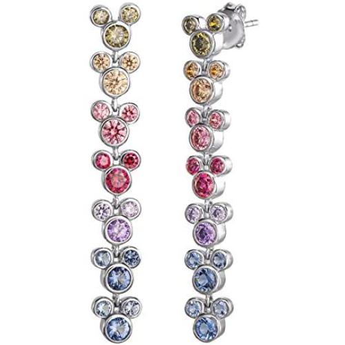 Disney Mickey Mouse Sterling Silver Cubic Zirconia Dangle Earrings, 1.5''