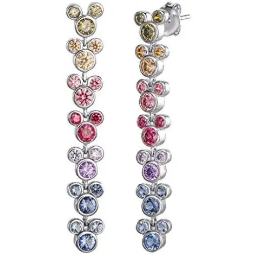 Disney Mickey Mouse Sterling Silver Cubic Zirconia Dangle Earrings, 1.5'' Disney Mickey Mouse Sterling Silver Cubic Zirconia Dangle Earrings, 1.5''