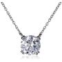 Platinum or Gold-Plated Sterling Silver Round-Cut Swarovski Zirconia Solitaire Pendant Necklace