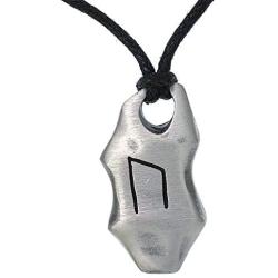 Norse Nordic Vikng Jewelry Uruz U Strength Creativity & Wealth Element Earth Elder Futhark Rune Runic Protection Amulet Silver Pewter Mens Pendant Necklace Charm for men W adjustable Cord