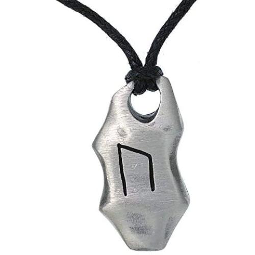 Norse Nordic Vikng Jewelry Uruz U Strength Creativity & Wealth Element Earth Elder Futhark Rune Runic Protection Amulet Silver Pewter Mens Pendant Necklace Charm for men W adjustable Cord