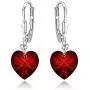 Sterling Silver Heart Dangle Leverback Earrings Made with Swarovski Crystals Sterling Silver Heart Dangle Leverback Earrings Made with Swarovski Crystals