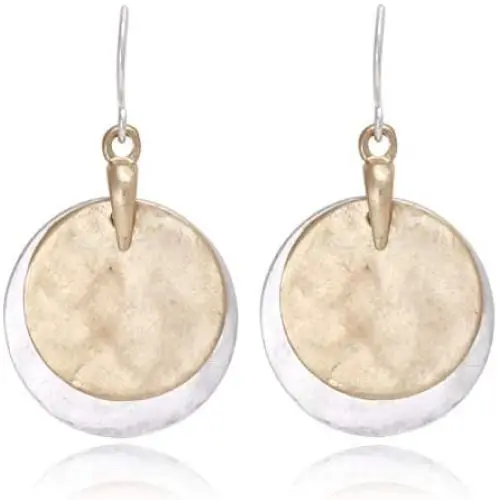 Vintage Double Layered Two Tone Dangle Drop Basic Small Earrings for Women Vintage Double Layered Two Tone Dangle Drop Basic Small Earrings for Women