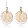Vintage Double Layered Two Tone Dangle Drop Basic Small Earrings for Women