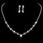 Gorais Wedding Jewelry Bride Silver Rhinestone Necklace and Earrings Set Bridal Crystal Choker Necklace Jewelry for Women and Girls (Set 1)