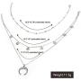 Wowanoo Layered Chain Choker Necklace Moon Rhinestone Pendant Chain Jewelry for Girls Women