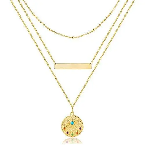 Fiusem Gold Layered Evil Eye Necklaces for Women, Dainty 14K Gold Choker Necklaces and Chain Necklaces for Teen Girls Tiny Evil Eye Pendant Necklace, 14”, 16”, 18” Fiusem Gold Layered Evil Eye Necklaces for Women, Dainty 14K Gold Choker Necklaces and Chain Necklaces for Teen Girls Tiny Evil Eye Pendant Necklace, 14”, 16”, 18”