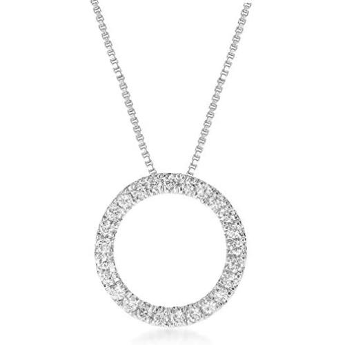 La Joya 1/6-1/2 Carat Total Weight (ctw) Lab Grown Diamond Circle of Love Necklace Collection - White Rhodium Plated .925 Sterling Silver With Adjustable Chain - GH Color SI Clarity