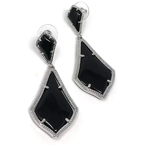 Kendra Scott Alexa Drop Earrings Silver Black Kendra Scott Alexa Drop Earrings Silver Black