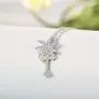 Caperci Two-Tone Sterling Silver Cubic Zirconia Flame Created Gemstone Pendant Necklace, 18