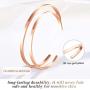Lolalet 2 Pack Oval Thin Cuff Bracelet, Christmas Gift for Girlfriend Wife Mom, 18K Rose Gold/Gold Plated Couples Love Bracelets, Plain Polished Finish Bangle Jewelry Gift for Men Women