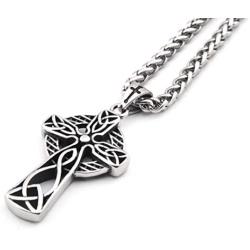 Gungneer Celtic Cross Necklace Knot Pendant Stainless Steel Charm Chain Religious Infinity Jewelry Gift Men Women