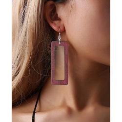 Ofeiyaa 4-6 Pairs Statement Dangle Natural Wood Teardrop Geometric Earrings Stainless Steel Stud Bohemia Retro Earrings for Women Girls