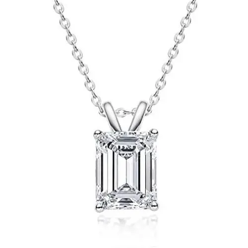 AINUOSHI 18K Gold Plated Sterling Silver 2.50 Carats Cubic Zirconia Emerald Shape Solitaire Pendant Necklace, 18'' AINUOSHI 18K Gold Plated Sterling Silver 2.50 Carats Cubic Zirconia Emerald Shape Solitaire Pendant Necklace, 18''