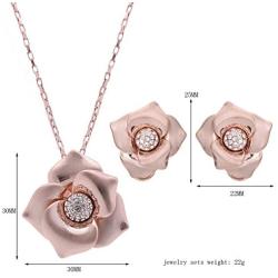 YIKIMAE Romantic Bridal Jewelry Sets for Women Rose Gold Plated Rose Flower Rhinestone Wedding Accessories