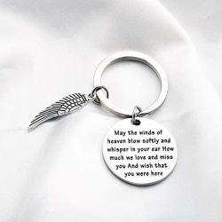 FUSTMW Memorial Keychain Sympathy Gift Loss Jewelry Remembrance Gift in Memory of Loved One May The Winds of Heaven Blow Softly