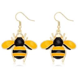 NOUMANDA Gold Insect Honey Bee Necklace Crystal Bumblebee Pendant Earrings Sets for Women Jewelry